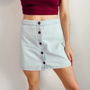 Denim Skirt Button Down light wash Large